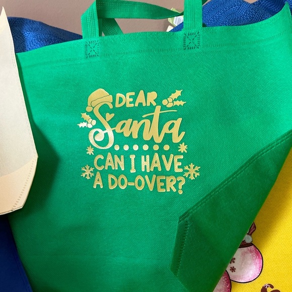 Hand Pressed Set of 4 Holiday Reusable Gift Bags! - Picture 4 of 4